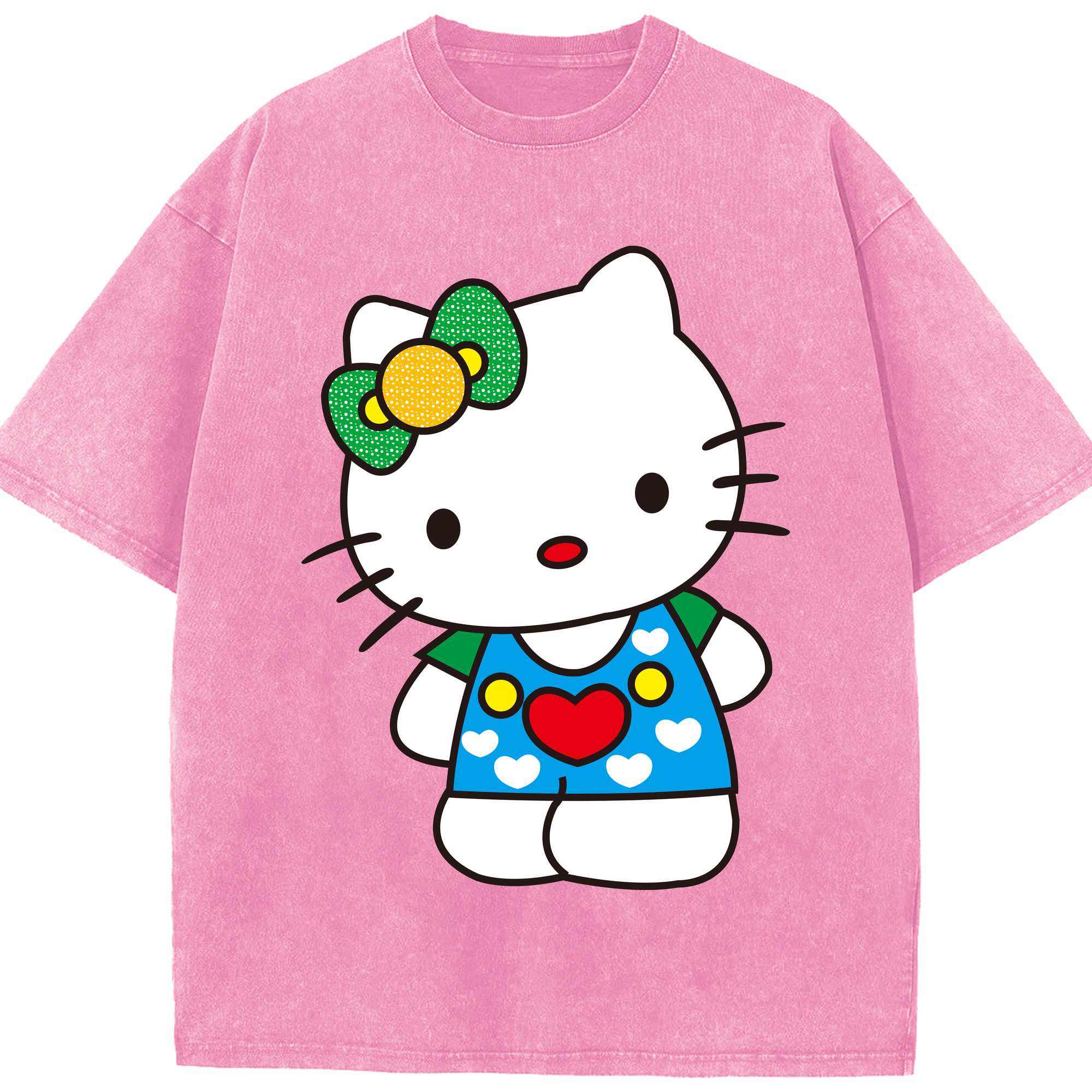（画像用） Hello Kitty ハローキティ 綿100% ヴィンテージ風 半袖Tシャツ（フロントプリント）